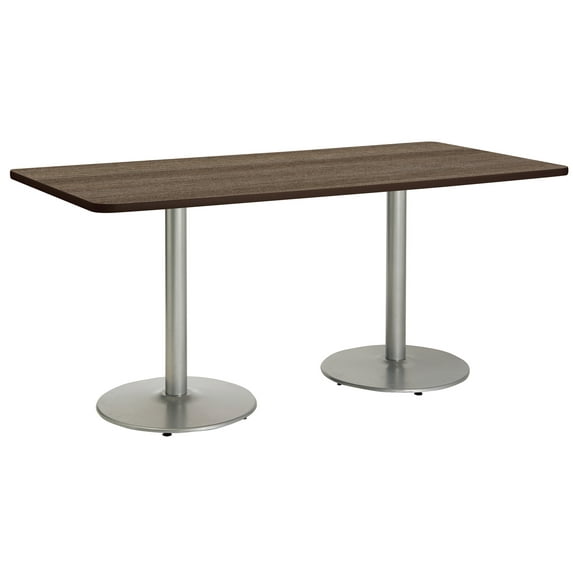 KFI Studios Mode 2.5' x 6' Bistro Table, Studio Teak, Silver