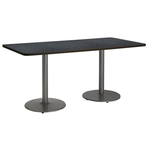KFI Studios Mode 2.5' x 6' Dining Table, Graphite Nebula, Silver Base