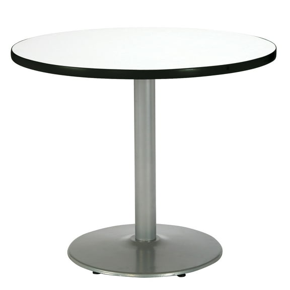 KFI Studios Mode 2.5' x Round' Dining Table, Crisp Linen, Silver Base