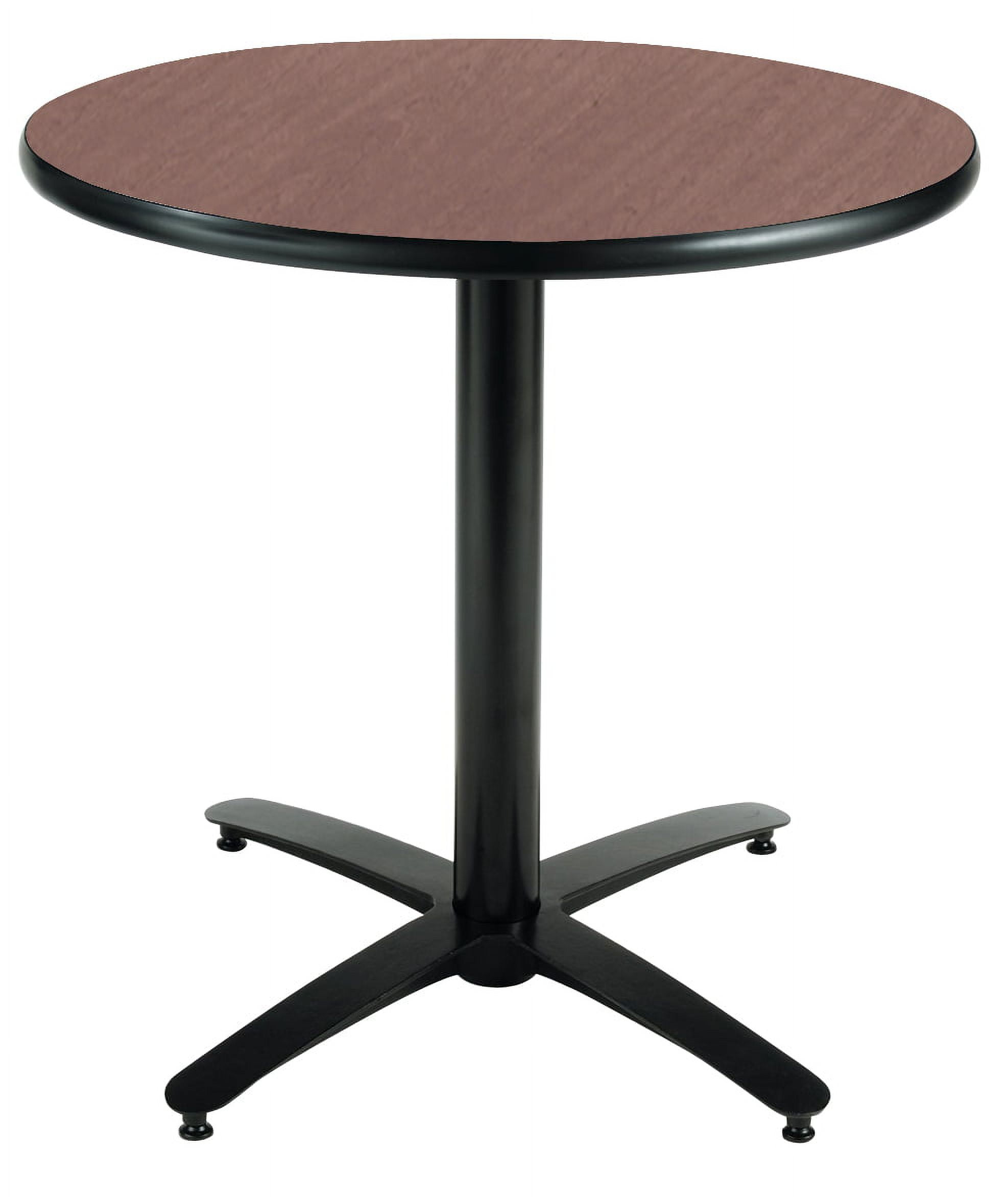 Round Mahogany and Black Pedestal Dining Table