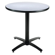 KFI Studios Mode 2.5' x Round' Dining Table, Grey Nebula, Arched X Base