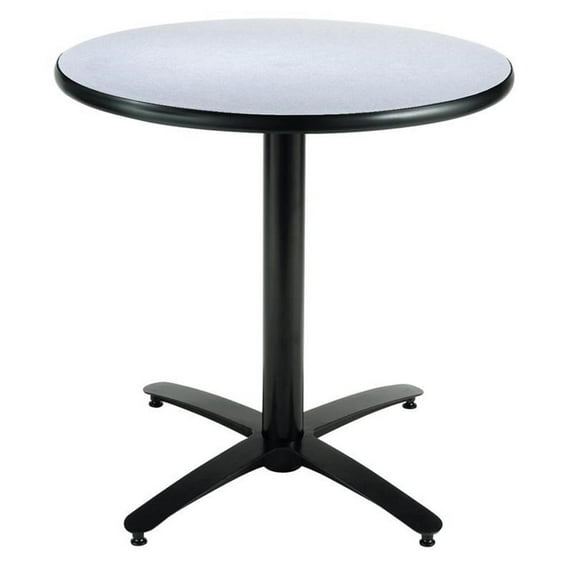 KFI Studios Mode 2.5' x Round' Dining Table, Grey Nebula, Arched X Base