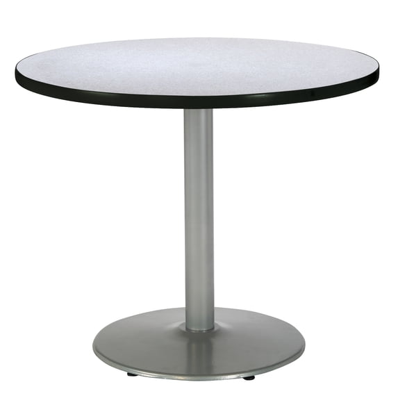 KFI Studios Mode 2.5' x Round' Dining Table, Grey Nebula, Silver Base
