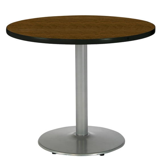 KFI Studios Mode 2.5' x Round' Dining Table, Walnut, Silver Base