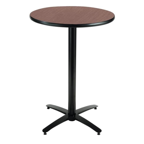 KFI Studios Mode 3.5' Round Bistro Table, Dark Mahogany, Arched X-Base