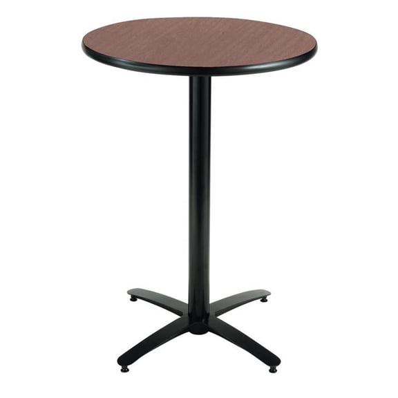 KFI Studios Mode 3.5' Round Bistro Table, Dark Mahogany, Arched X-Base