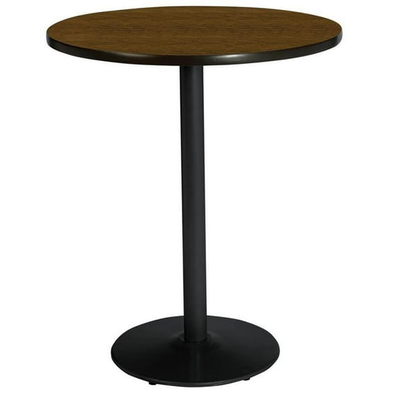 KFI Studios Mode 3.5' Round Bistro Table, Walnut, Black Base