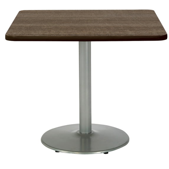 KFI Studios Mode 3.5' Square Dining Table, Studio Teak, Silver Base
