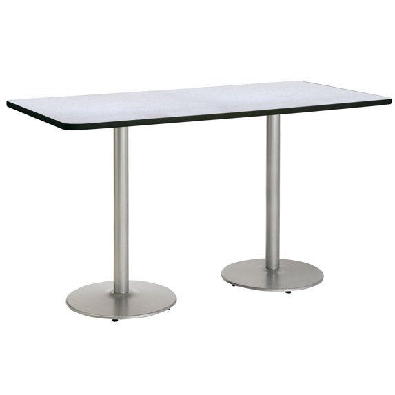 KFI Studios Mode 3.5' x 6' Bistro Table, Grey Nebula, Silver