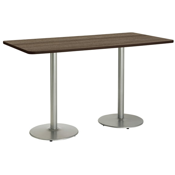 KFI Studios Mode 3.5' x 6' Bistro Table, Studio Teak, Silver