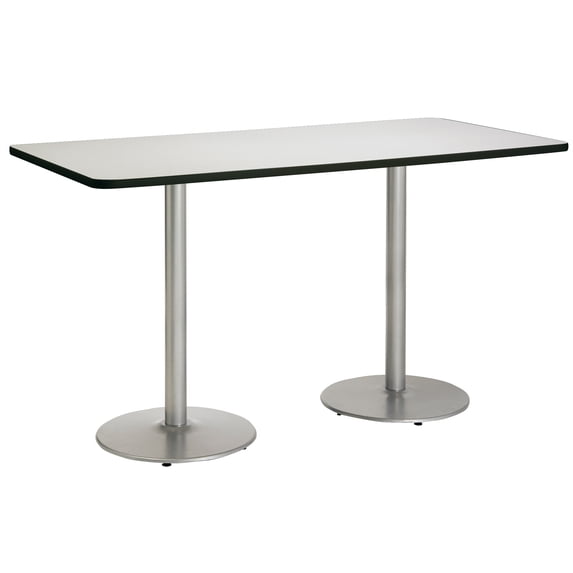 KFI Studios Mode 3.5' x 8' Bistro Table, Crisp Linen, Silver