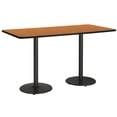 thumbnail image 1 of KFI Studios Mode 3.5' x 8' Bistro Table, Medium Oak, Black, 1 of 3