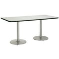 thumbnail image 1 of KFI Studios Mode 3.5' x 8' Counter Height Dining Table, Crisp Linen, Silver Base, 1 of 3