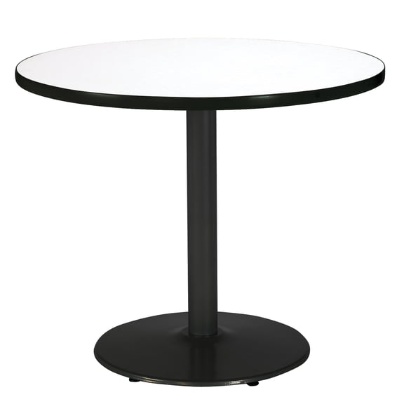 KFI Studios Mode 3.5' x Round' Dining Table, Crisp Linen, Black Base