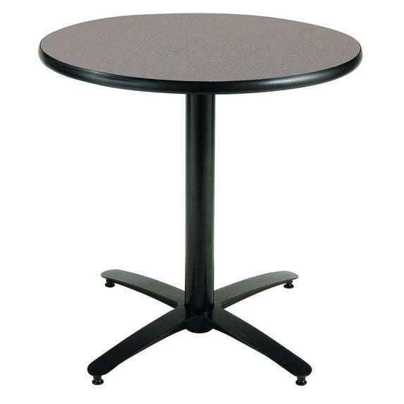 KFI Studios Mode 3.5' x Round' Dining Table, Graphite Nebula, Arched X Base