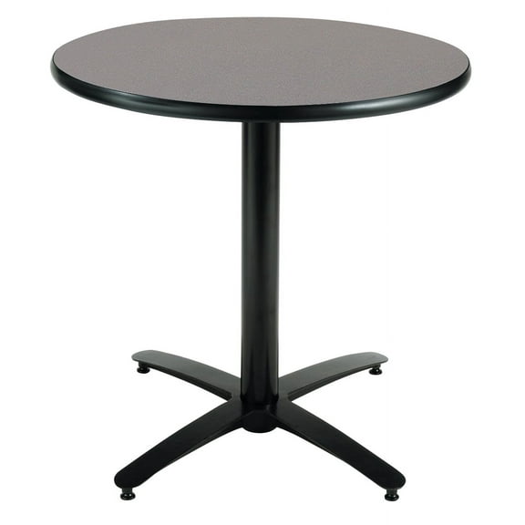 KFI Studios Mode 3.5' x Round' Dining Table, Graphite Nebula, Arched X Base