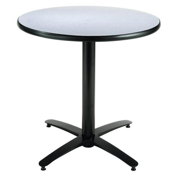 KFI Studios Mode 3.5' x Round' Dining Table, Grey Nebula, Arched X Base