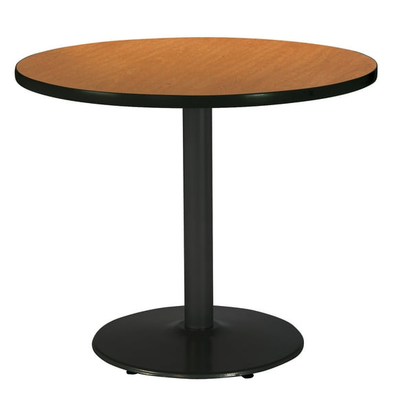 KFI Studios Mode 3.5' x Round' Dining Table, Medium Oak, Black Base