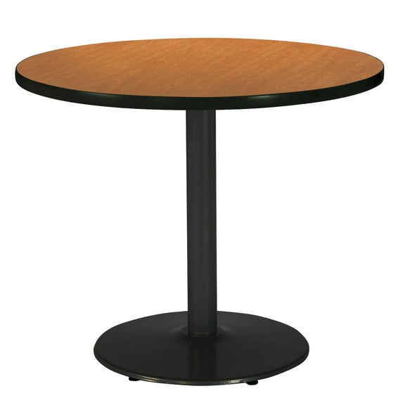 KFI Studios Mode 3.5' x Round' Dining Table, Medium Oak, Black Base