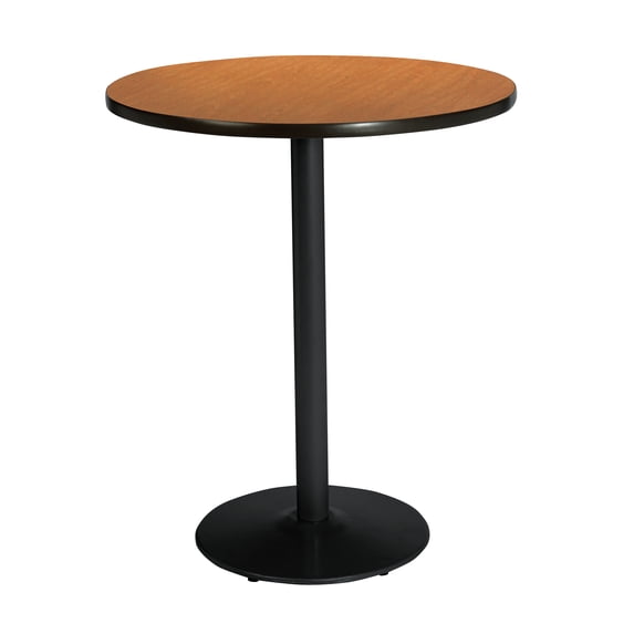 KFI Studios Mode 3' Round Bistro Table, Medium Oak, Black Base