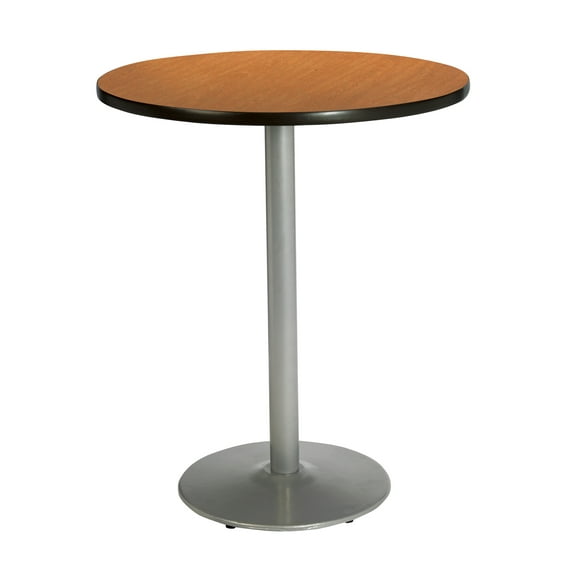 KFI Studios Mode 3' Round Bistro Table, Medium Oak, Silver Base