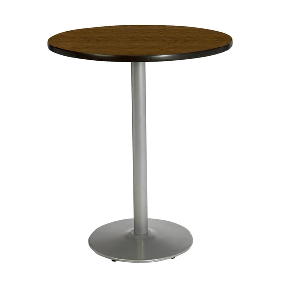 KFI Studios Mode 3' Round Bistro Table, Walnut, Silver Base