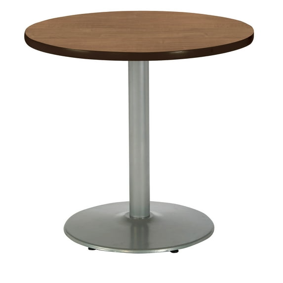 KFI Studios Mode 3' Round Dining Table, River Cherry, Silver Base