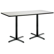 KFI Studios Mode 3' x 6' Bistro Table, Crisp Linen, Black Base