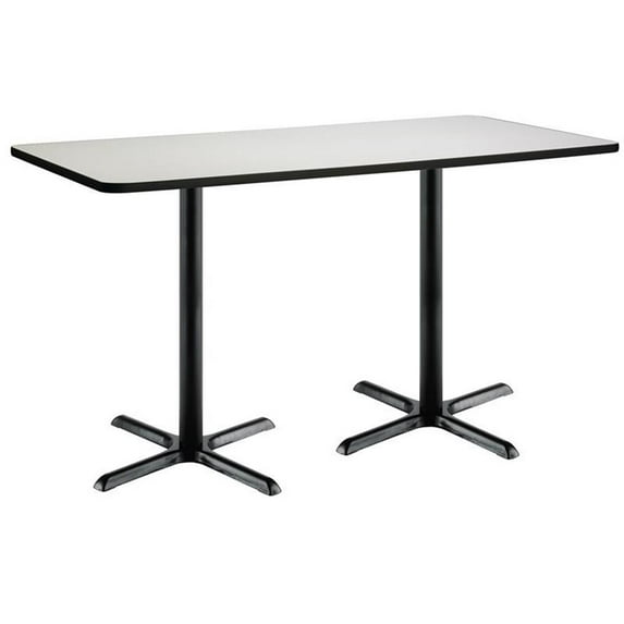KFI Studios Mode 3' x 6' Bistro Table, Crisp Linen, Black Base