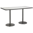 thumbnail image 1 of KFI Studios Mode 3' x 6' Bistro Table, Crisp Linen, Silver Base, 1 of 7