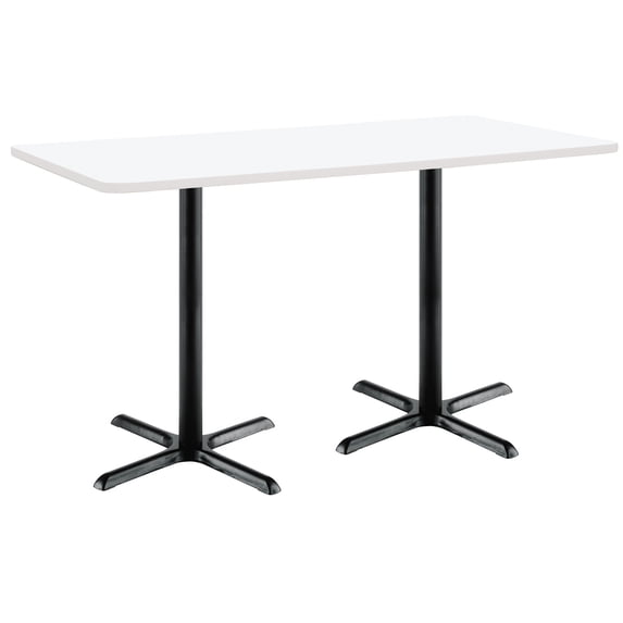 KFI Studios Mode 3' x 6' Bistro Table, Designer White, Black X Base
