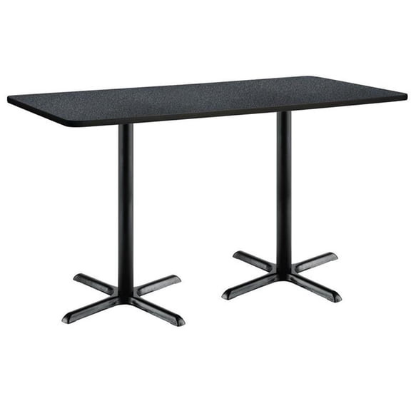 KFI Studios Mode 3' x 6' Bistro Table, Graphite Nebula, Black Base