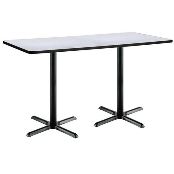 KFI Studios Mode 3' x 6' Bistro Table, Grey Nebula, Black Base