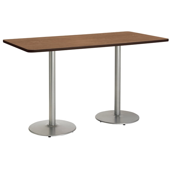 KFI Studios Mode 3' x 6' Bistro Table, River Cherry, Silver