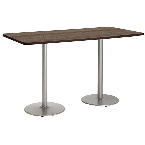 KFI Studios Mode 3' x 6' Bistro Table, Studio Teak, Silver