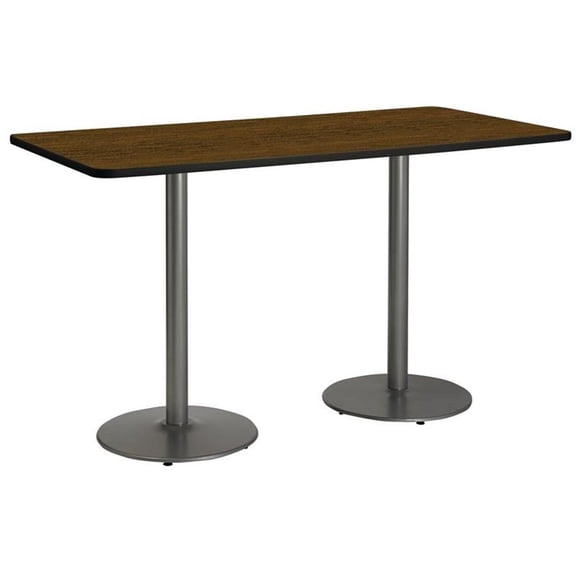 KFI Studios Mode 3' x 6' Bistro Table, Walnut, Silver Base