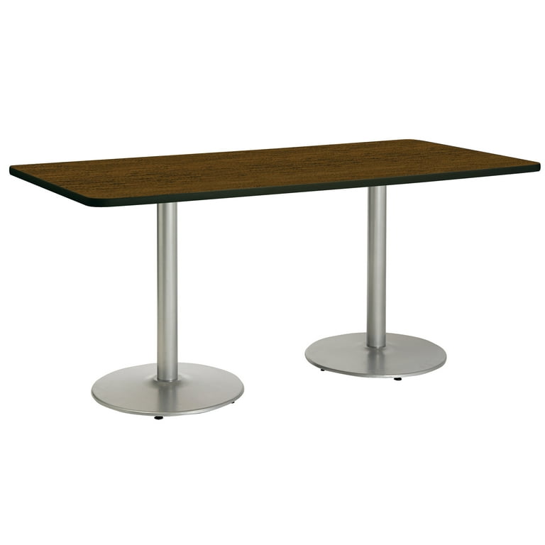 KFI Studios Mode 3' x 7' Dining Table, Walnut, Silver Base