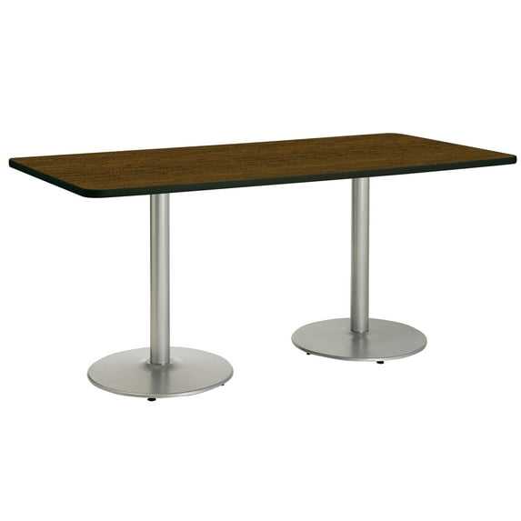 KFI Studios Mode 3' x 7' Dining Table, Walnut, Silver Base