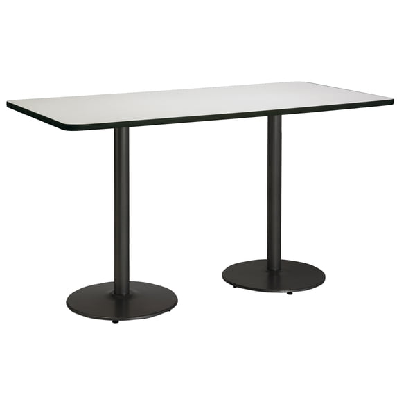 KFI Studios Mode 3' x 8' Bistro Table, Crisp Linen, Black