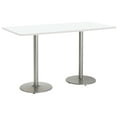thumbnail image 1 of KFI Studios Mode 3' x 8' Bistro Table, Designer White, Silver, 1 of 6