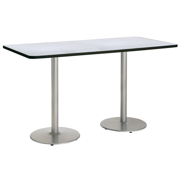 KFI Studios Mode 3' x 8' Bistro Table, Grey Nebula, Silver