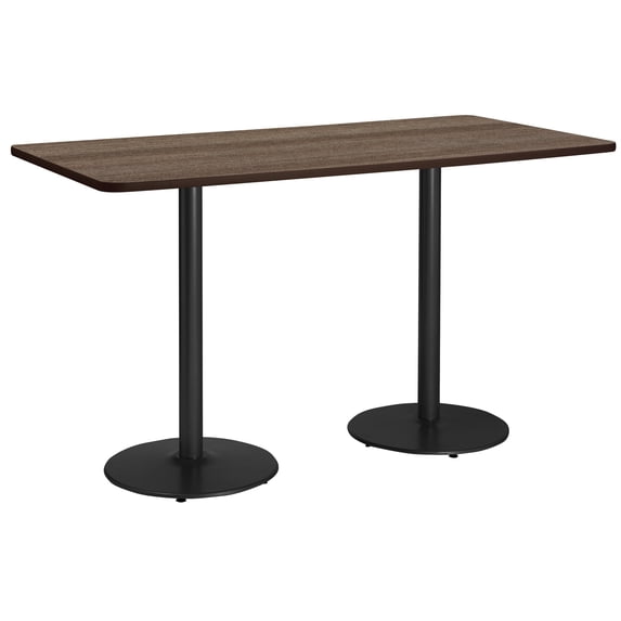 KFI Studios Mode 3' x 8' Bistro Table, Studio Teak, Black