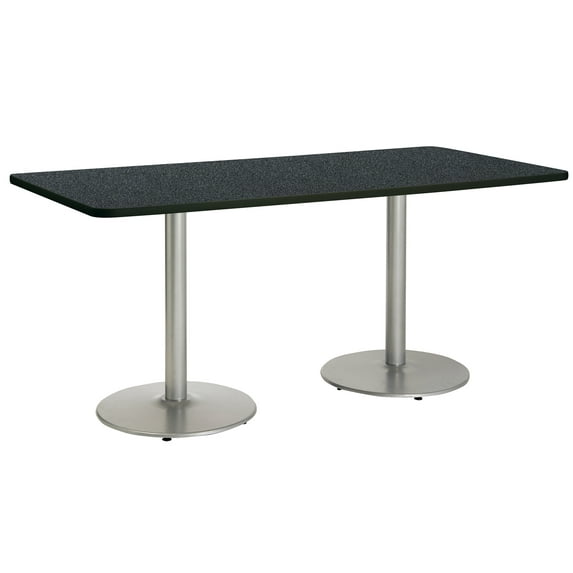 KFI Studios Mode 3' x 8' Dining Table, Graphite Nebula, Silver Base