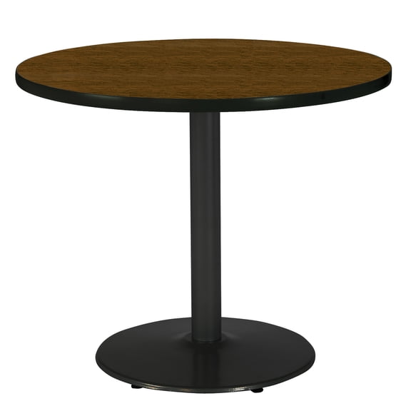 KFI Studios Mode 3' x Round' Dining Table, Walnut, Black Base