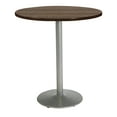 thumbnail image 1 of KFI Studios Mode 4' Round Bistro Table, Studio Teak, Silver Base, 1 of 2