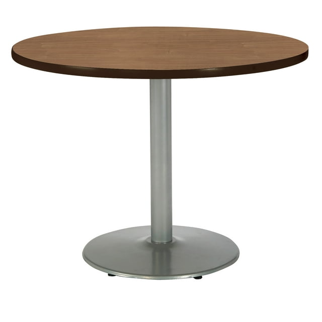 KFI Studios Mode 4' Round Counter Height Dining Table, River Cherry, Silver Base