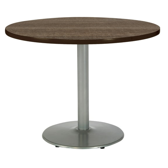 KFI Studios Mode 4' Round Counter Height Dining Table, Studio Teak, Silver Base