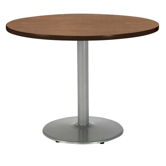 KFI Studios Mode 4' Round Dining Table, River Cherry, Silver Base