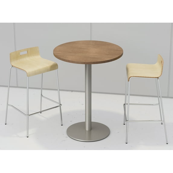 KFI Studios Mode Round 2.5' Bistro Table Set, River Cherry, 2 Natural Jive Barstools