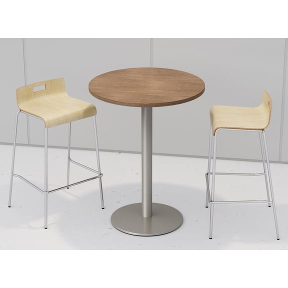 KFI Studios Mode Round 2.5' Bistro Table Set, River Cherry, 2 Natural Jive Barstools